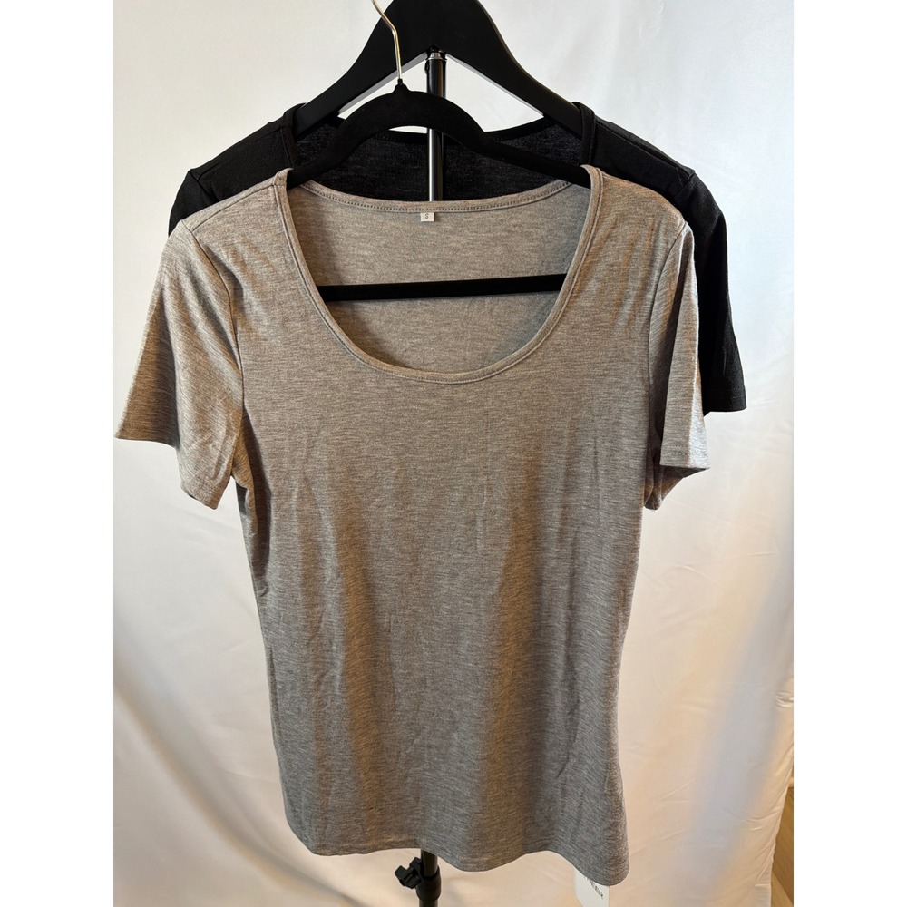 Neer Womens Scoop Neck Short Sleeve T-Shirt Heather Grey Size S NWT
